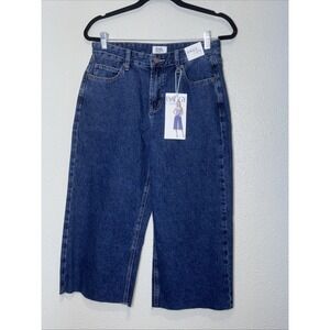 Simple Society Denim Baggy Capris, Relax Fit, Cut Hem, Retro, Wide-leg Size 7/28